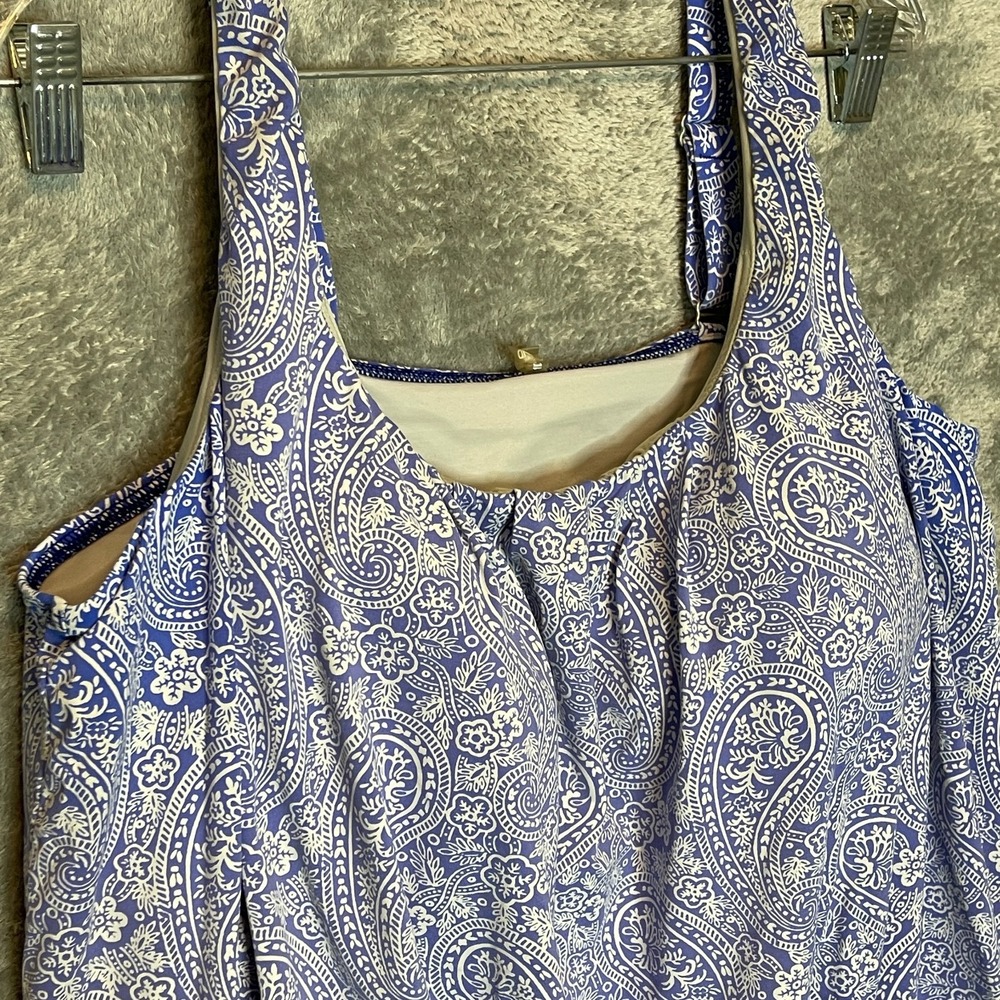 Lands End Women Paisley Print Tankini 20W Blouson Swimsuit Modest Tummy Hiding